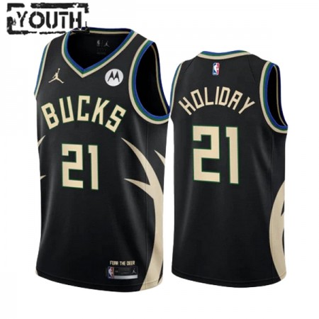 Dres Milwaukee Bucks Jrue Holiday 21 Jordan 2022-23 Statement Edition Crno Swingman - Dječji